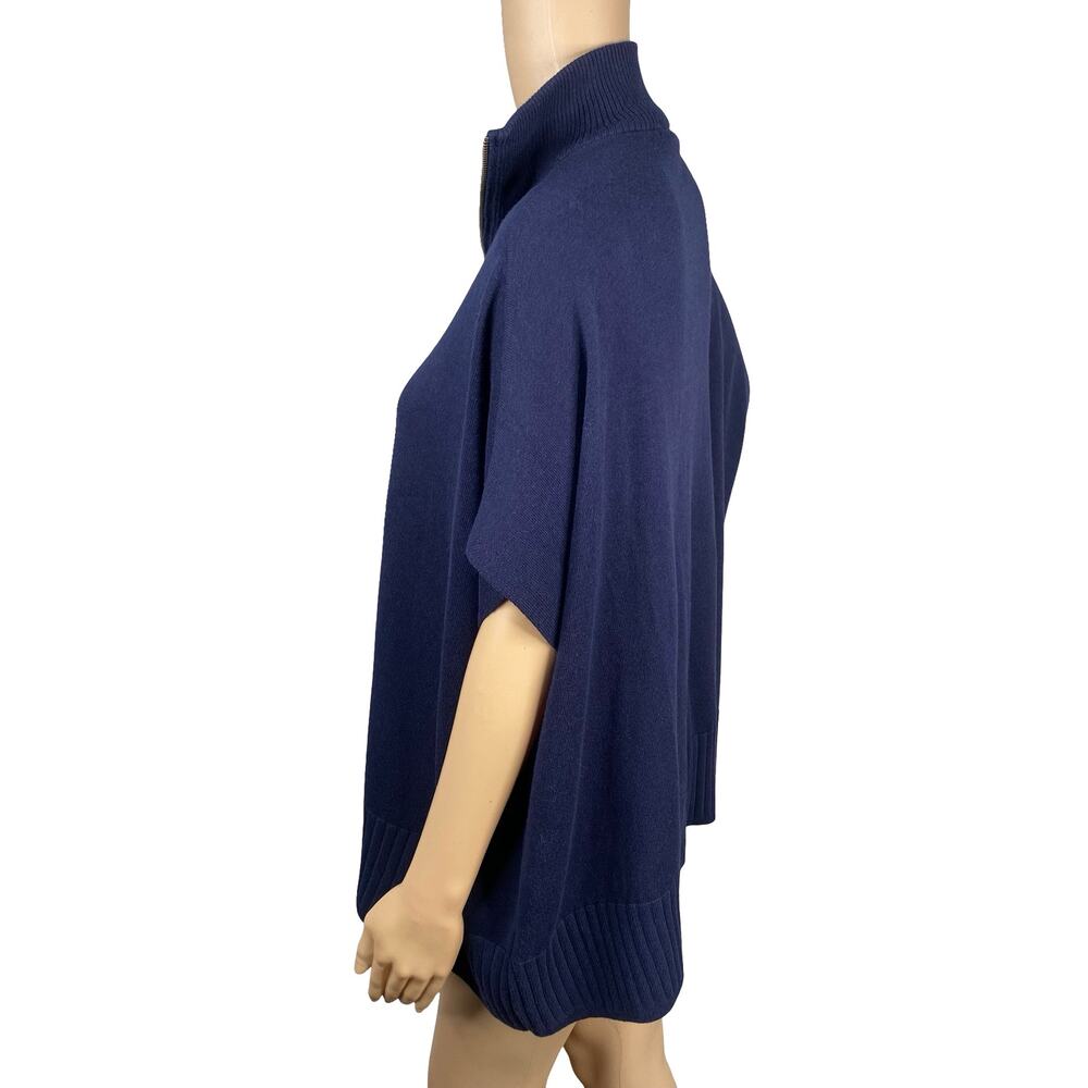 Lilla P Navy Blue 1/2 Zip Poncho Sweater Oversized Modal Knit One Size OSFM - Picture 9 of 12